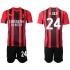 Camisola AC Milan Simon Kjær 24 Criança Equipamento Primeiro 2021-2022 Manga Curta